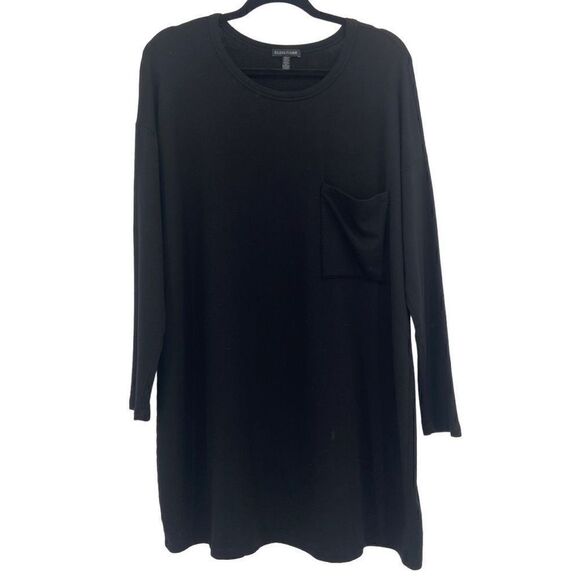 Eileen Fisher Tencel Lyocell Super Soft Black Tee Shirt Dress Small - Picture 1 of 7